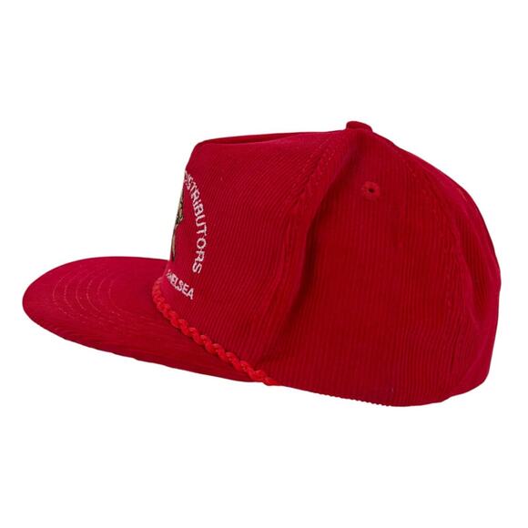 Vtg Six States Distributors Corduroy Snapback Trucker Hat Cap Headliner 80s Red - Picture 5 of 11
